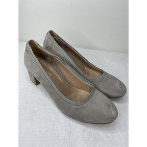 Vionics Suede Grey Pumps Shoes Size 8.5 40  Block Heels  Gray Round Toe